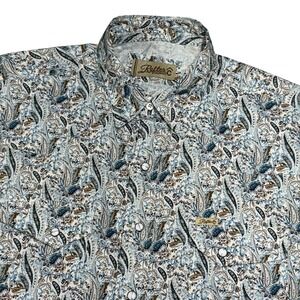 Rafter C Outdoors‎ Mens Paisley Western Snap Shirt Blue Brown RCFA24207 Medium